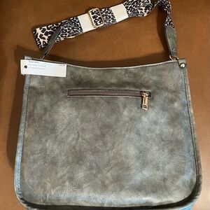 Gray Women's Bag with Animal Print Strap